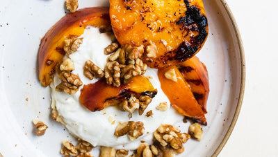 Lord Bergamot Glazed Grilled Peaches with Burrata  